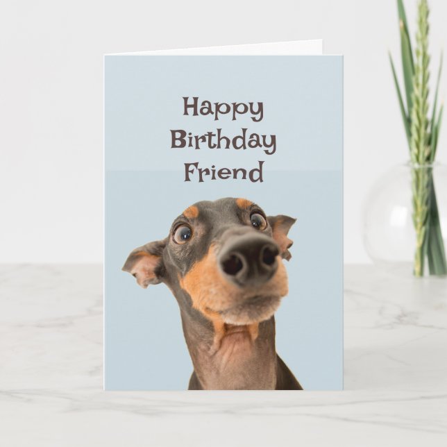 Happy Birthday Friend Funny Dog Humour Card (Front)