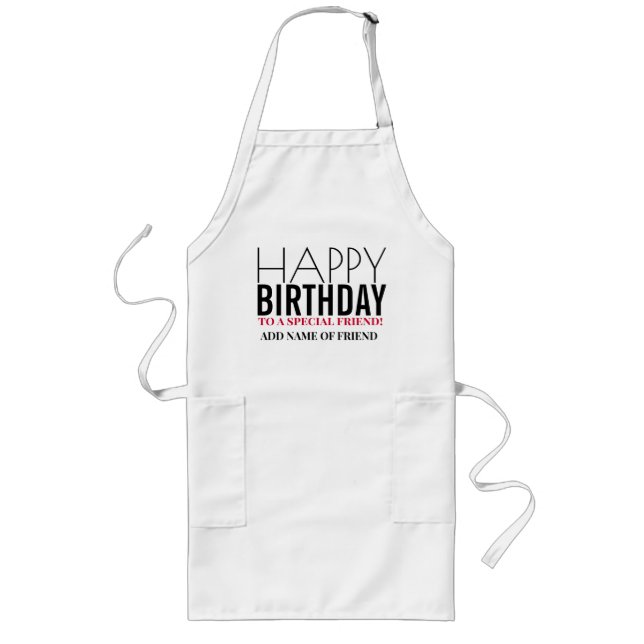 Happy Birthday Friend Name Personalized Long Apron (Front)