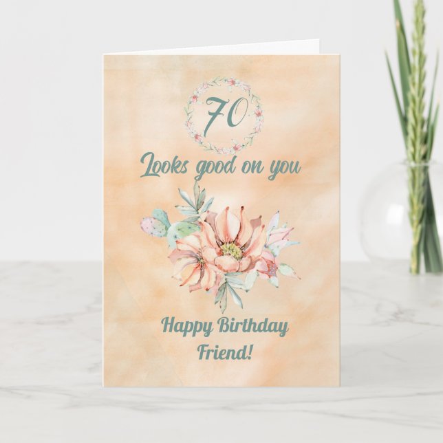 Happy Birthday Friend Watercolor Cactus Card (Front)