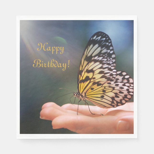 Happy Birthday Friendly Butterfly Napkin (Front)
