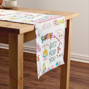 Happy Birthday Friends Family Short Table Runner