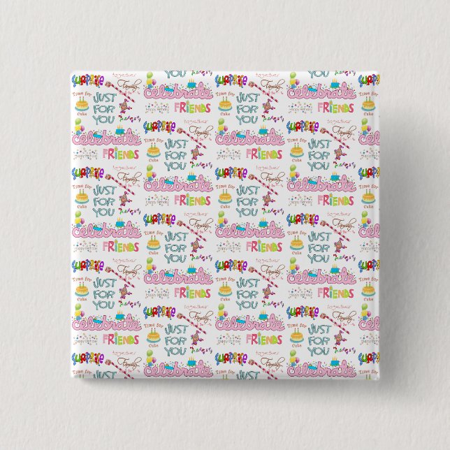 Happy Birthday Friends Family Surprise Button  (Front)