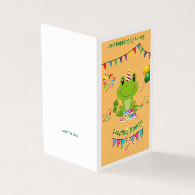 Happy Birthday Frog Banners Balloon Firework card (Outside)