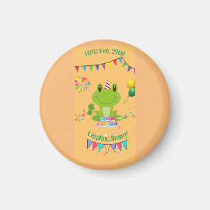 Happy Birthday Frog Banners Balloon Firework card Magnet
