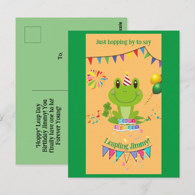 Happy Birthday Frog Banners Balloon Fireworks Postcard (Front/Back)