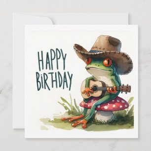 Happy Birthday Frog Playing Guitar Card