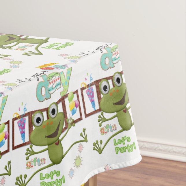 Happy Birthday Frog Tablecloth Friends Family  (In Situ)