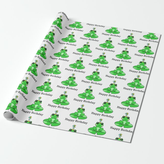 Happy Birthday Frog  Wrapping Paper (Unrolled)