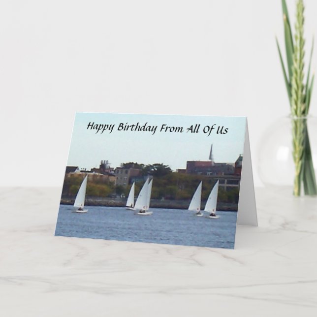HAPPY BIRTHDAY FROM ALL OF US SAILBOAT STYLE CARD (Front)