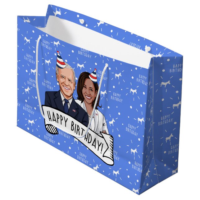 Happy Birthday from Biden Harris Large Gift Bag (Front Angled)
