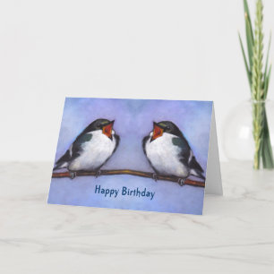 Happy Birthday From Both Of Us: Two Tree Swallows Card