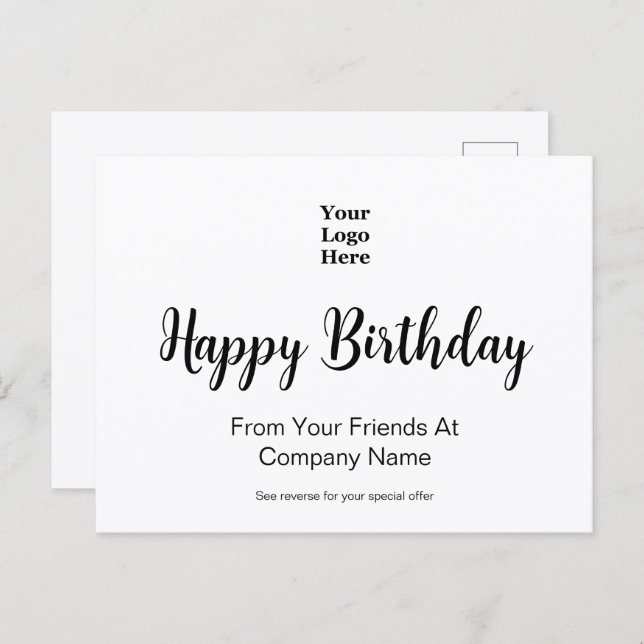Happy Birthday From Business Logo Special Offer Postcard (Front/Back)