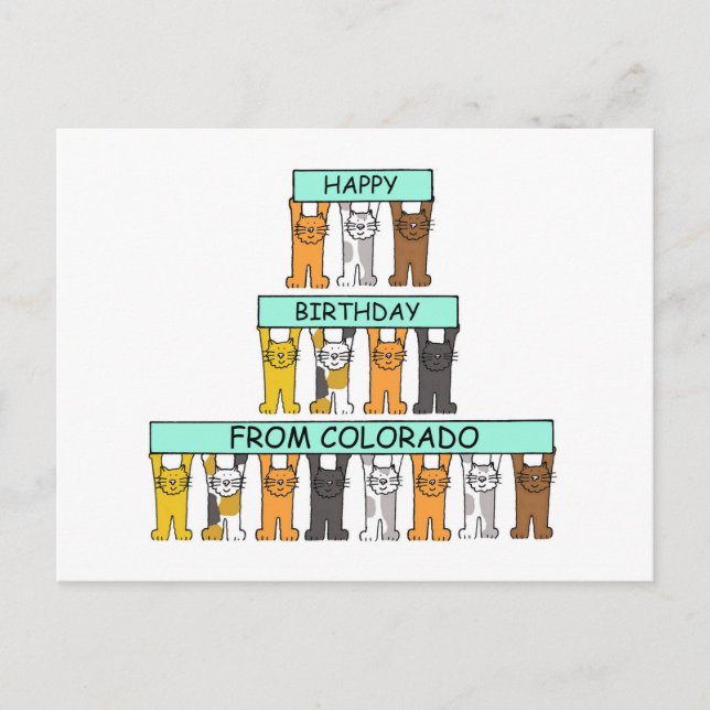 Happy Birthday from Colorado Cats Postcard (Front)