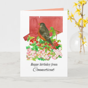 Happy Birthday From Connecticut State Watercolor Card