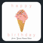 Happy Birthday from Custom Stickers Ice Cream Cone<br><div class="desc">Happy Birthday from Custom Stickers Ice Cream Cone Adorable Ice Cream Cones with Sprinkles, Custom Stickers Do you go to a million kid parties every year? Are you over the cards. Add these adorable stickers to all the gifts your family gives. Change the "from" to "love" or "xoxo" and add...</div>