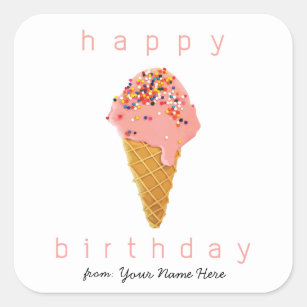 Happy Birthday from Custom Stickers Ice Cream Cone