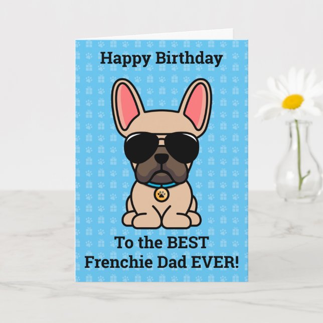 Happy Birthday from Dog Light Fawn French Bulldog Card (Small Plant)