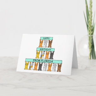 Happy Birthday from Florida, Cartoon Cats Card