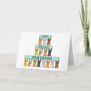 Happy Birthday from Indiana Cartoon Cats Card
