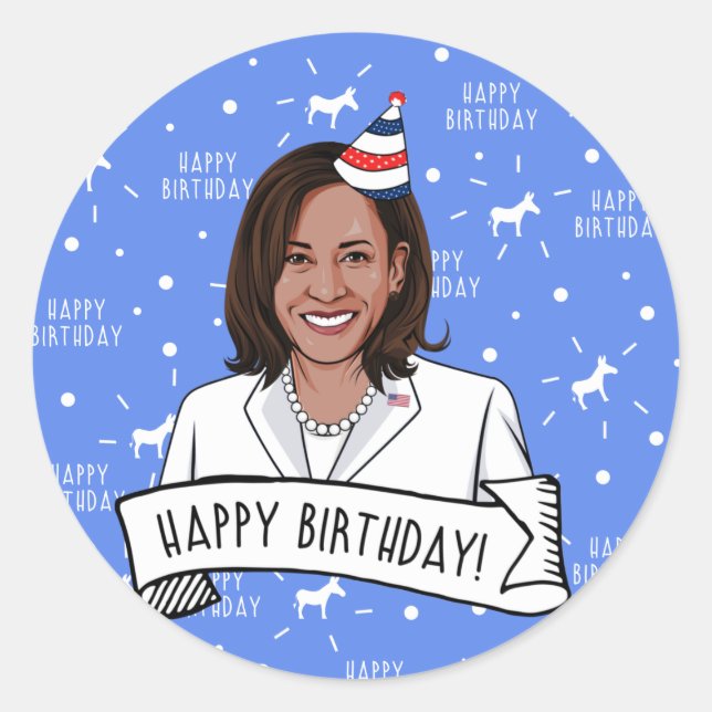 Happy Birthday from Kamala Harris Classic Round Sticker (Front)