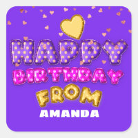 Happy Birthday From Name Balloons Pink Heart Comix