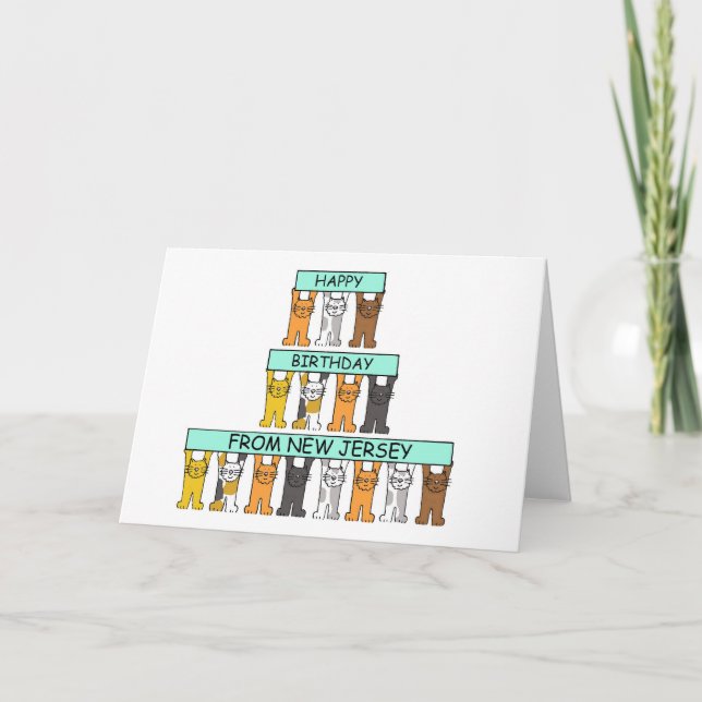 Happy Birthday from New Jersey, Cute Cats. Card (Front)