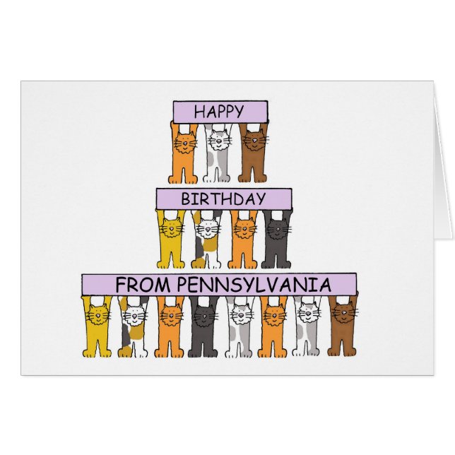 Happy Birthday from Pennsylvania Cats (Front Horizontal)
