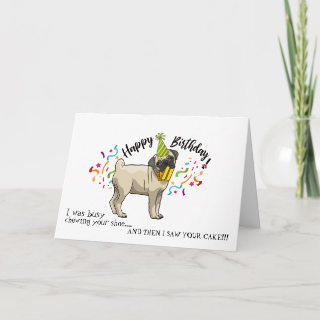 Happy Birthday from Pug Dog Buddy Pink Shoe Card (Front)