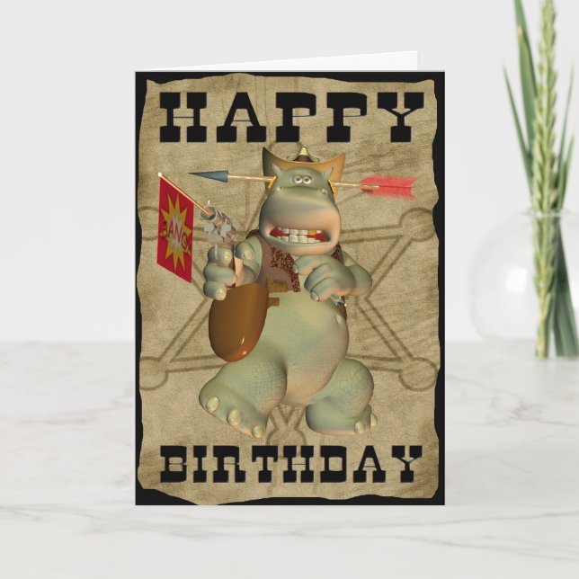 Happy Birthday from Sheriff Hippo card (Front)