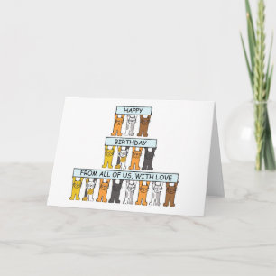 Happy  Birthday from the Group  Cartoon Cats Card