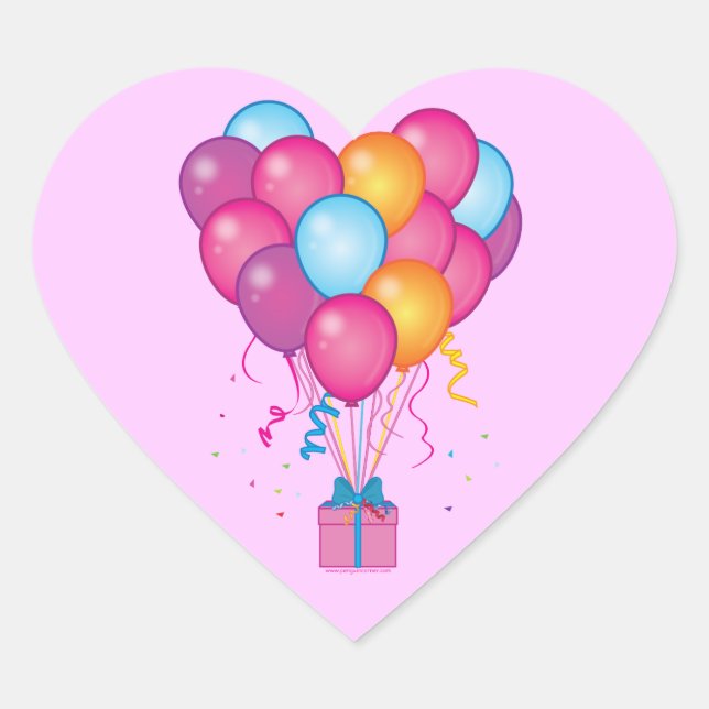 Happy Birthday From the Heart Heart Sticker (Front)