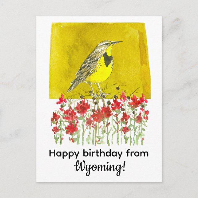 Happy Birthday from Wyoming Meadowlark Flowers Postcard (Front)