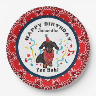 Happy Birthday from Your Dachshund Dog Red Bandana Paper Plate