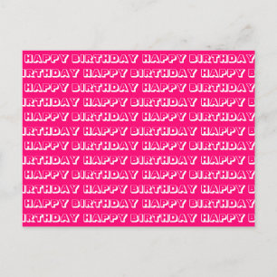 "Happy Birthday" fuchsia pink white Postcard