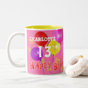 Happy Birthday Fun 13th  Milestone Personalised Tw Two-Tone Coffee Mug