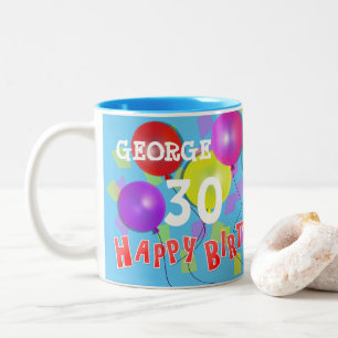 Happy Birthday Fun 30th Milestone Personalised Two-Tone Coffee Mug