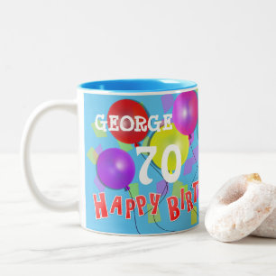 Happy Birthday Fun 70th Milestone Personalised  Two-Tone Coffee Mug