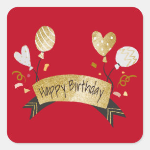 Happy Birthday, fun and festive design, Square Sticker