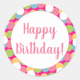 Happy Birthday Fun Colourful Classic Round Sticker