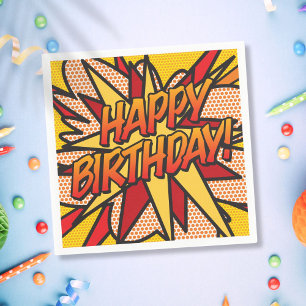 HAPPY BIRTHDAY Fun Colourful Comic Book Napkin