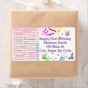 Happy Birthday FUN Cupcake Address Label