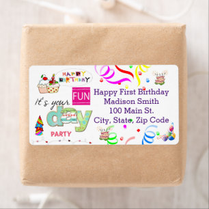 Happy Birthday FUN Cupcake Address Label
