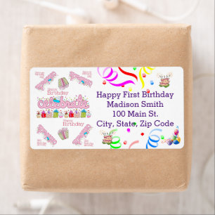 Happy Birthday FUN Cupcake Address Label