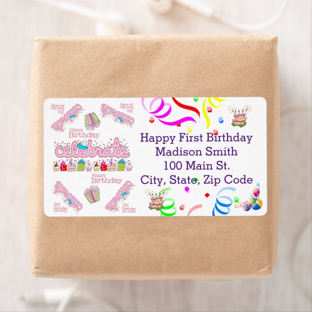 Happy Birthday FUN Cupcake Address Label (Insitu)