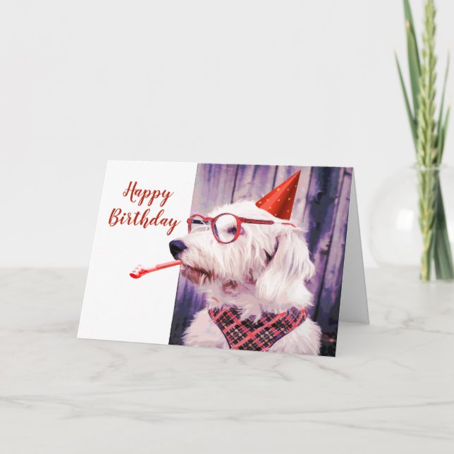 Happy Birthday Fun Dog Pet Blank Inside Card (Front)