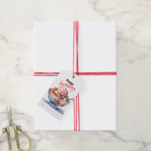 Happy Birthday, Fun Festive Ice Cream Sundae Gift Tags