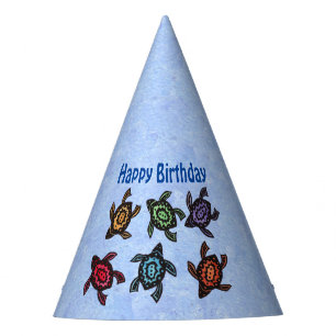 Happy Birthday Fun Group of Turtles Colourful Party Hat