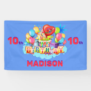 Happy Birthday Fun Kids Banner Add Name & Age