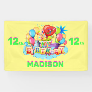 Happy Birthday Fun Kids Banner Add Name & Age