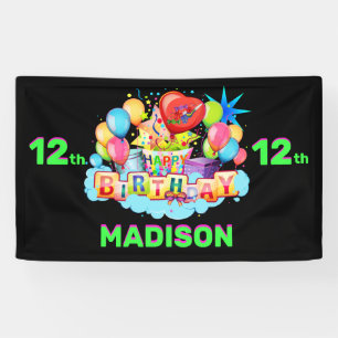 Happy Birthday Fun Kids Banner Add Name & Age